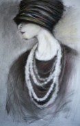 Flapper 16x24" Charcoal and Soft Pastel on Paper Original -$850 Prints - please contact