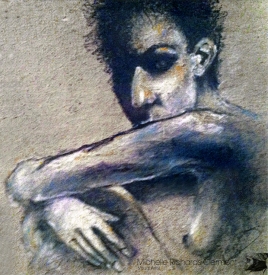 Woman Sitting & Staring 4x4"" Charcoal & soft pastel on rag paper Original - $150 Prints - Please contact